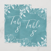 カラー編集可能な花の水彩テーブル番号 招待状 (正面/裏面)