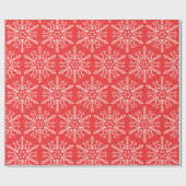 カラー編集可能な赤い雪の結晶クリスマス ラッピングペーパー (フラット)