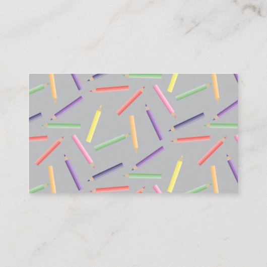 カラー編集可能な鉛筆をグレーの基本先生 名刺 (裏面)