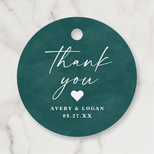 カラー編集可能ティール（緑がかった色）水結婚色の色ありがとう フェイバータグ (裏面)