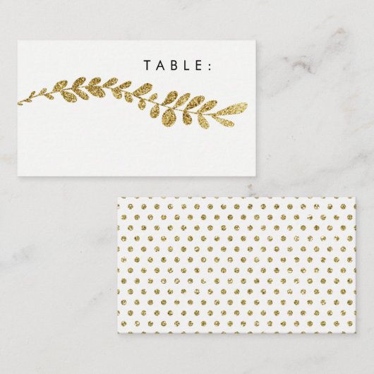 カラー編集可能フェイク金ゴールドリーフ結婚の座席表 プレイスカード (正面/裏面)