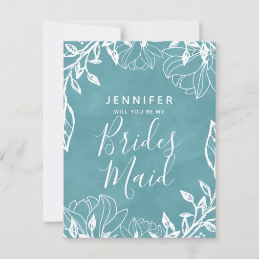 カラー編集可能フローラは私のブライドメイド 招待状 (正面)