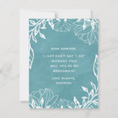 カラー編集可能フローラは私のブライドメイド 招待状 (裏面)