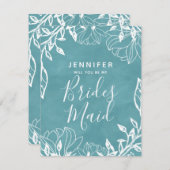 カラー編集可能フローラは私のブライドメイド 招待状 (正面/裏面)