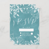 カラー編集可能フローラ水彩結婚式RSVP 出欠カード (正面/裏面)