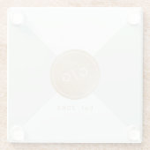 カラー編集可能ミニマモダンリ結婚ストのモノグラム ガラスコースター (裏面)