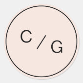 カラー編集可能ミニマルモダンリストカップルのモノグラム ラウンドシール (正面)