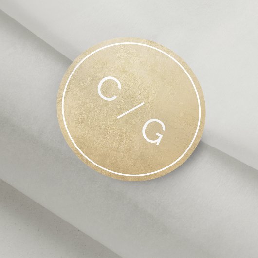 カラー編集可能ミニマルモダンリストカップルのモノグラム ラウンドシール
