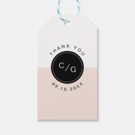 カラー編集可能ミニマルモダンリスト結婚のモノグラム ギフトタグ