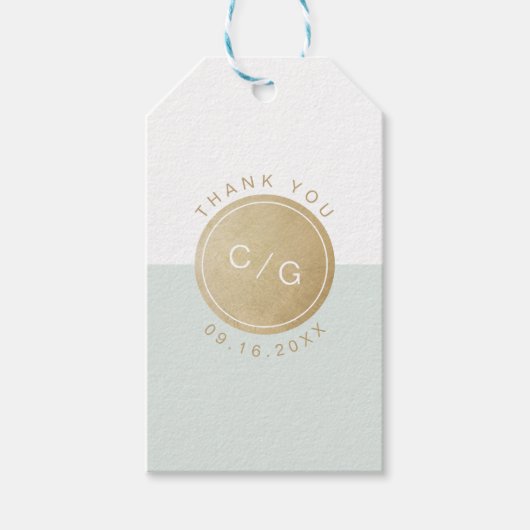 カラー編集可能ミニマルモダンリスト結婚のモノグラム ギフトタグ (正面)