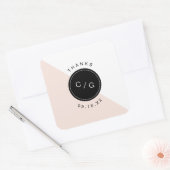 カラー編集可能ミニマルモダンリスト結婚のモノグラム スクエアシール (封筒)