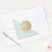 カラー編集可能ミニマルモダンリスト結婚のモノグラム スクエアシール (封筒)