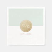 カラー編集可能ミニマルモダンリスト結婚のモノグラム スタンダードカクテルナプキン (正面)