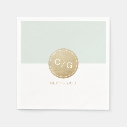 カラー編集可能ミニマルモダンリスト結婚のモノグラム スタンダードカクテルナプキン (正面)