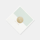 カラー編集可能ミニマルモダンリスト結婚のモノグラム スタンダードカクテルナプキン (角)