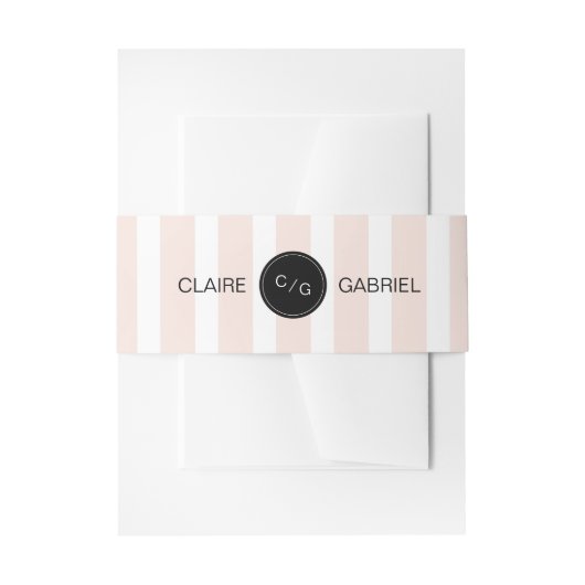 カラー編集可能ミニマルモダンリスト結婚のモノグラム 招待状ベリーバンド (正面例)