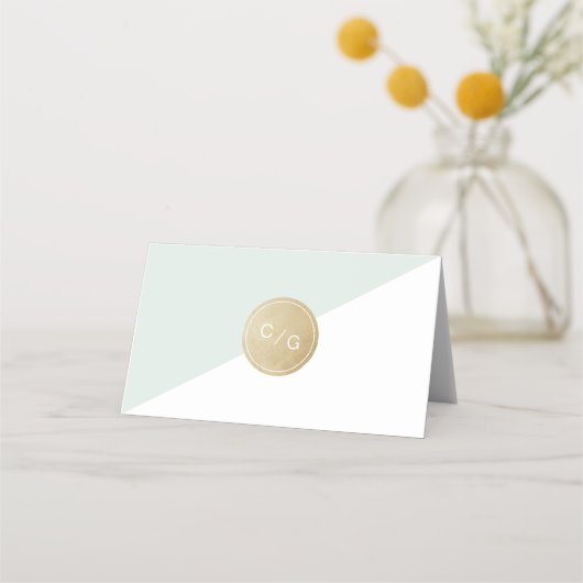 カラー編集可能ミントミニマリストのモダン座席表 プレイスカード (裏面)