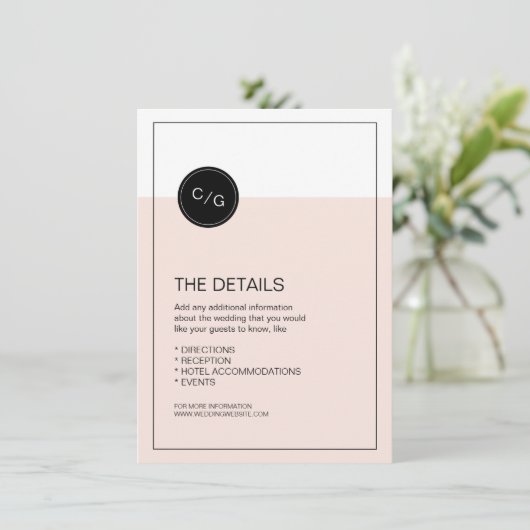 カラー編集可能モダンな結婚詳細カード エンクロージャーカード (スタンド正面)