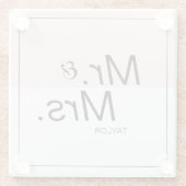 カラー編集可能モダンミニマ結婚リストのmr & mrs ガラスコースター (裏面)