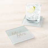 カラー編集可能モダンミニマ結婚リストのmr & mrs ガラスコースター (アングル)