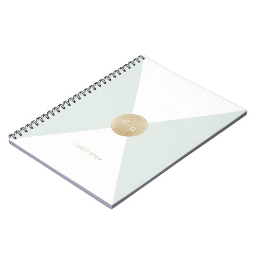 カラー編集可能モノグラモダンム結婚のゲストブック ノートブック (左側)