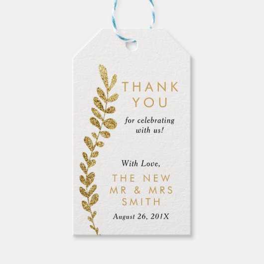 カラー編集可能金ゴールドリーフありがとうメッセージカード ギフトタグ (正面)