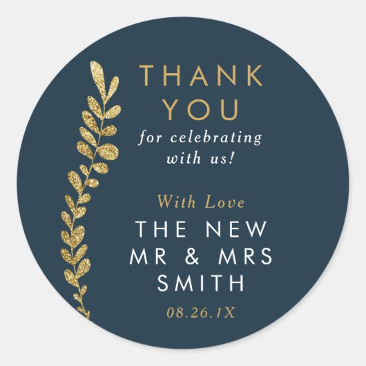 カラー編集可能金ゴールドリーフのステッカー、好意ステッカー ラウンドシール (正面)