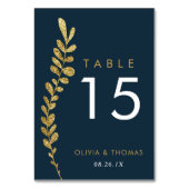 カラー編集可能金ゴールドリーフ結婚のテーブル番号カード テーブルナンバー (裏面)