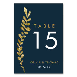 カラー編集可能金ゴールドリーフ結婚のテーブル番号カード テーブルナンバー