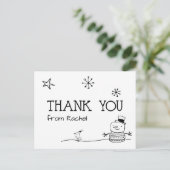 カラー自分で雪だるまありがとう ポストカード (スタンド正面)