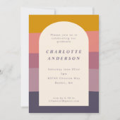 カラー自然ブロックシェイプパープル卒業パーティー 招待状 (正面)