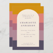 カラー自然ブロックシェイプパープル卒業パーティー 招待状 (正面/裏面)