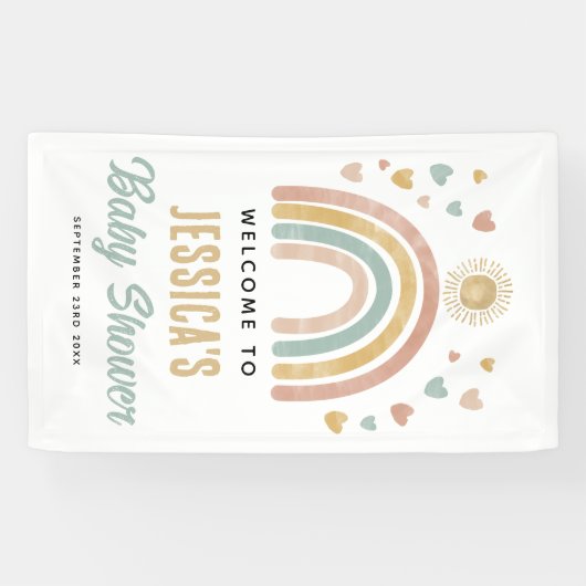 カラー自然レインボーサンベビーシャワー歓迎サイン 横断幕 (横)