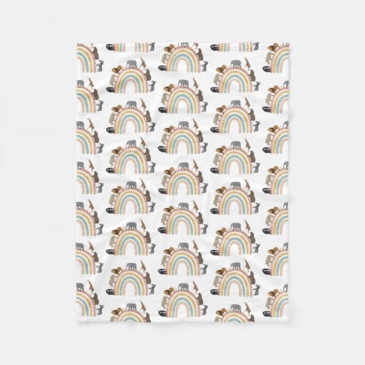 カラー自然レインボージャングル動物パターン フリースブランケット (正面)