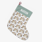 カラー自然レインボージャングル動物パターン ラージクリスマスストッキング (正面 (吊り時))