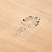 カラー自然レインボージャングル動物ベビーシャワー アクリル招待状 (レイダウン)