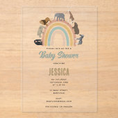 カラー自然レインボージャングル動物ベビーシャワー アクリル招待状 (正面)