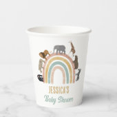 カラー自然レインボージャングル動物ベビーシャワー 紙コップ (裏面)