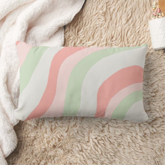 カラー自然波形ストライプミニマル春夏 ランバークッション (ブランケット)