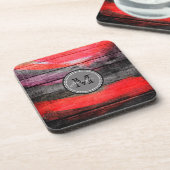 カラー色彩の鮮やかウッドルックモノグラム#9 コースター (左側)