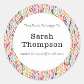 カラー葉蔵書票この本は属する ラウンドシール (正面)