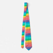 カラー虹の水色のストライプパターン ネクタイ (裏面)