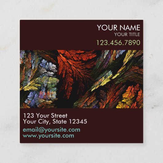 カラー調和抽象芸術アートプロフェッショナル スクエア名刺 (裏面)
