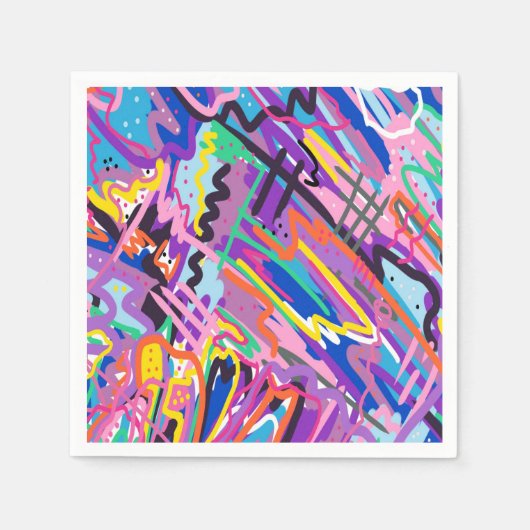 カラー遊抽象芸術プリント スタンダードカクテルナプキン (正面)