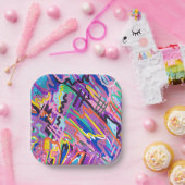 カラー遊抽象芸術プリント ペーパープレート (パーティー)