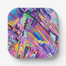 カラー遊抽象芸術プリント ペーパープレート
