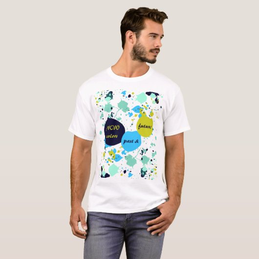 カラー過去&未来！ターコイズグリーン（ばちゃばちゃ）跳ねる Tシャツ (正面フル)