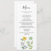 カラー鉛筆アートフローラ結婚バラのメニューカード メニュー (正面/裏面)