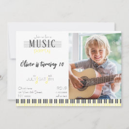 カラー音楽パーティー誕生日 招待状