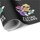 カラー飛んでいるウイおもしろいングスプンダークBG ラッピングペーパー (ロールコーナー)